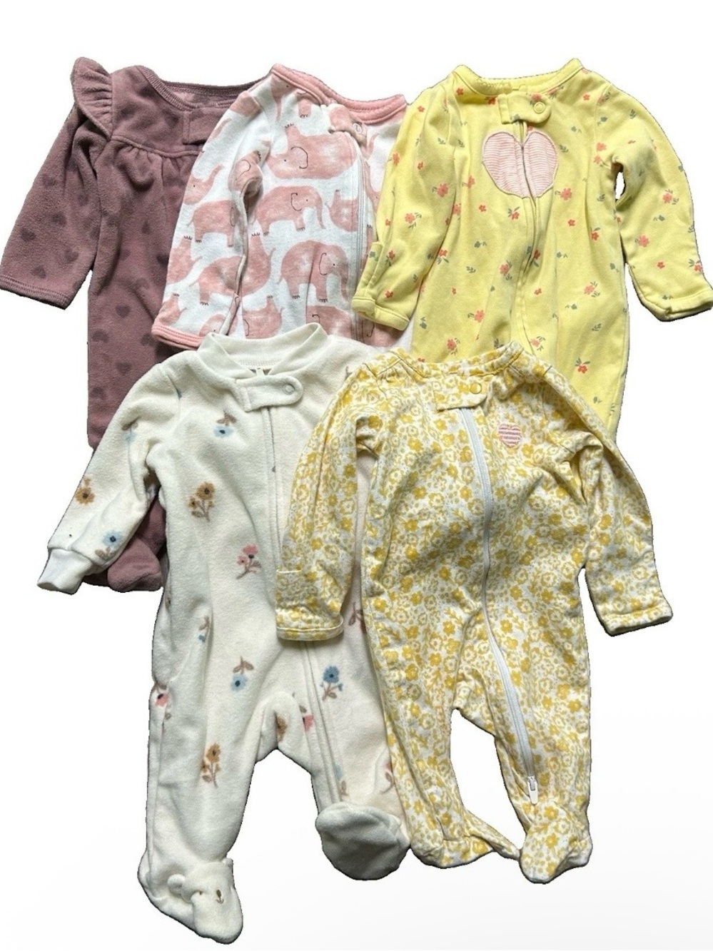 Baby Girl Footie Pajamas 2 Way Zipper Fleece Size Newborn
